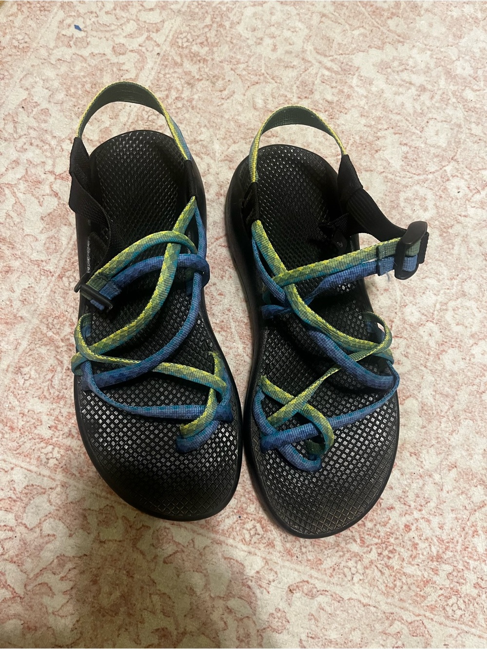 Chaco Women's Black Sandals with Blue and Green Straps